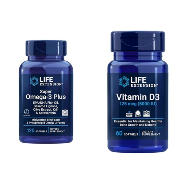 Frente de Life Extension Omega-3 Plus botella