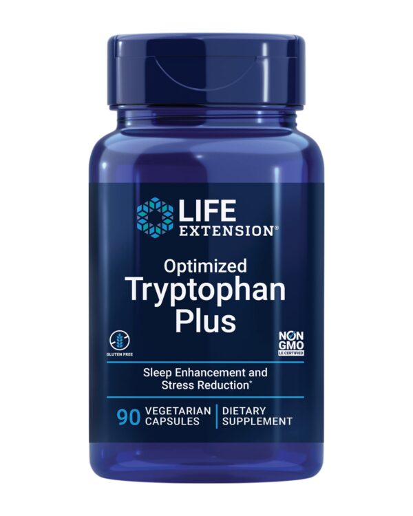 Frente de Life Extension Optimized Tryptophan Plus 1000 mg cápsulas