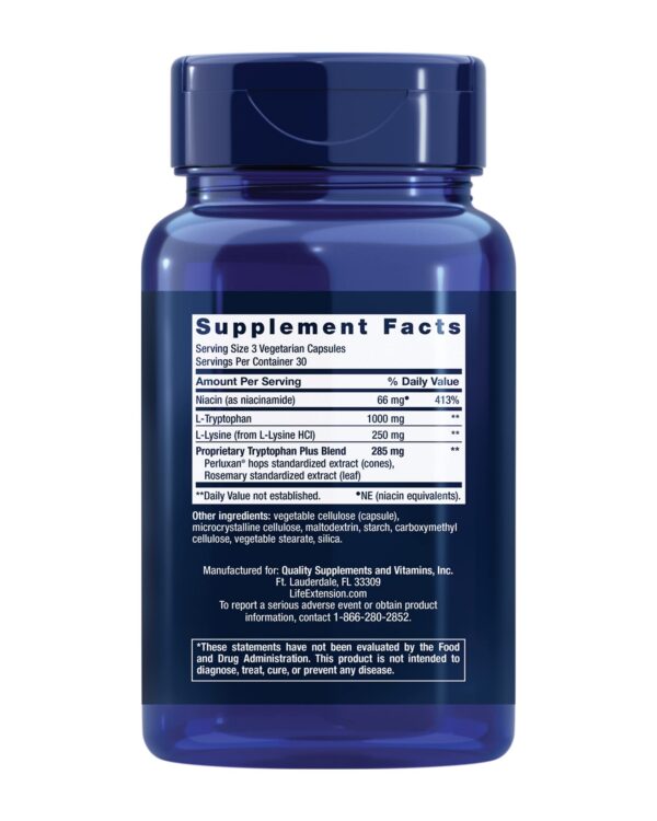 Frasco de Life Extension Optimized Tryptophan Plus 1000 mg