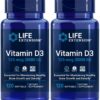 Life Extension paquete doble vitamina D3 5000 UI 120 cápsulas