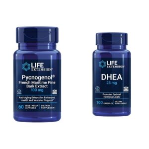Frente del envase Life Extension Pycnogenol y DHEA