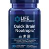 Frasco de cápsulas nootrópicas Quick Brain con etiqueta completa