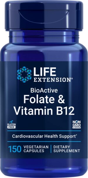 Version 1.0.0 Life Extension suplemento folato y vitamina B12 cápsulas