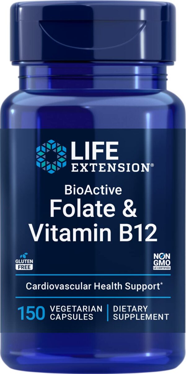 Life Extension suplemento folato y vitamina B12 cápsulas
