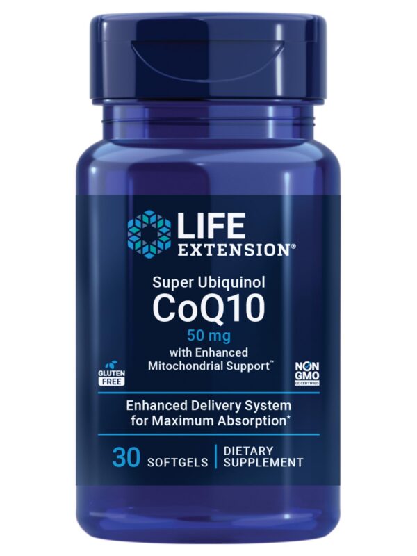 Frasco Life Extension Ubiquinol CoQ10 50 mg 30 caps