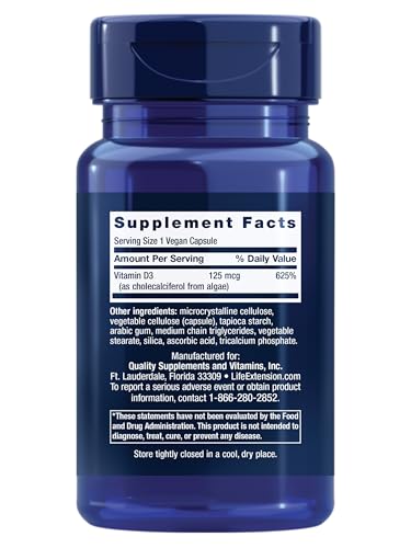 Etiqueta Life Extension Vitamin D3 vegano