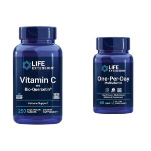 Version 1.0.0 Frente de la etiqueta Life Extension Vitamina C y Quercetina Phytosome