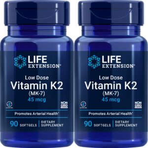 Frente del envase Life Extension Vitamina K2 de Baja Dosis