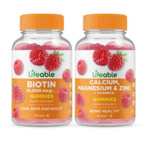 Frasco de gomitas Lifeable biotina calcio magnesio zinc vitamina D