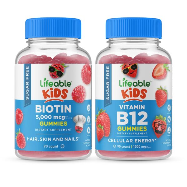 Lifeable gomitas biotina vitamina b12 para niños sin azúcar