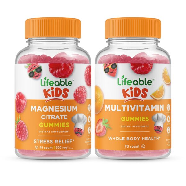 Frente de Lifeable gomitas magnesio y multivitaminico para niños