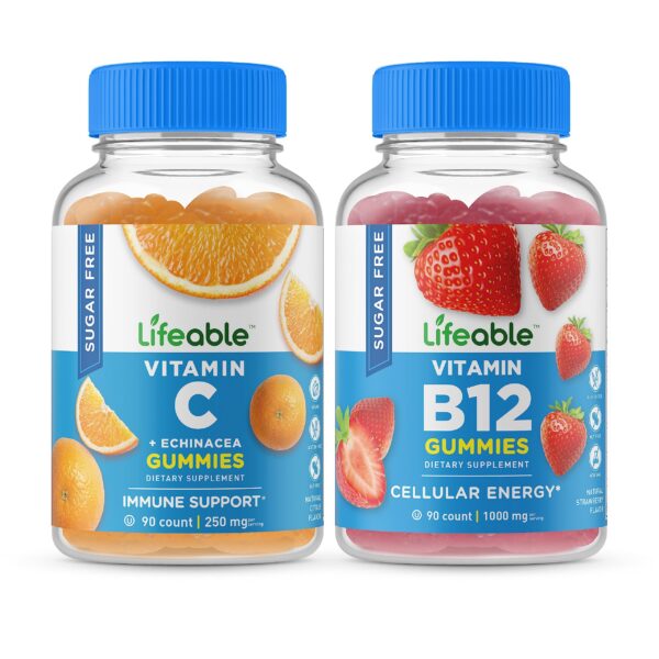 Frasco Lifeable gomitas sin azucar C 250 mg y B12 1000 mcg