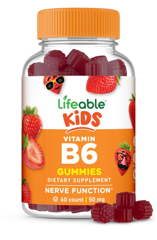 Lifeable gomitas vitamina b6 sabor fresa 60 unidades para niños