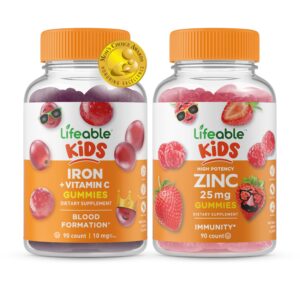 Frasco frontal Lifeable gomitas hierro vitamina c zinc