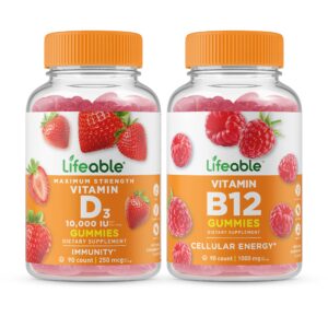 Version 1.0.0 Frasco Lifeable Vitamina D 10000 UI + B12 gomitas