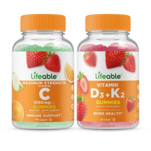 Frente del frasco Lifeable Vitamin C 1050 mg D3 K2 gomitas