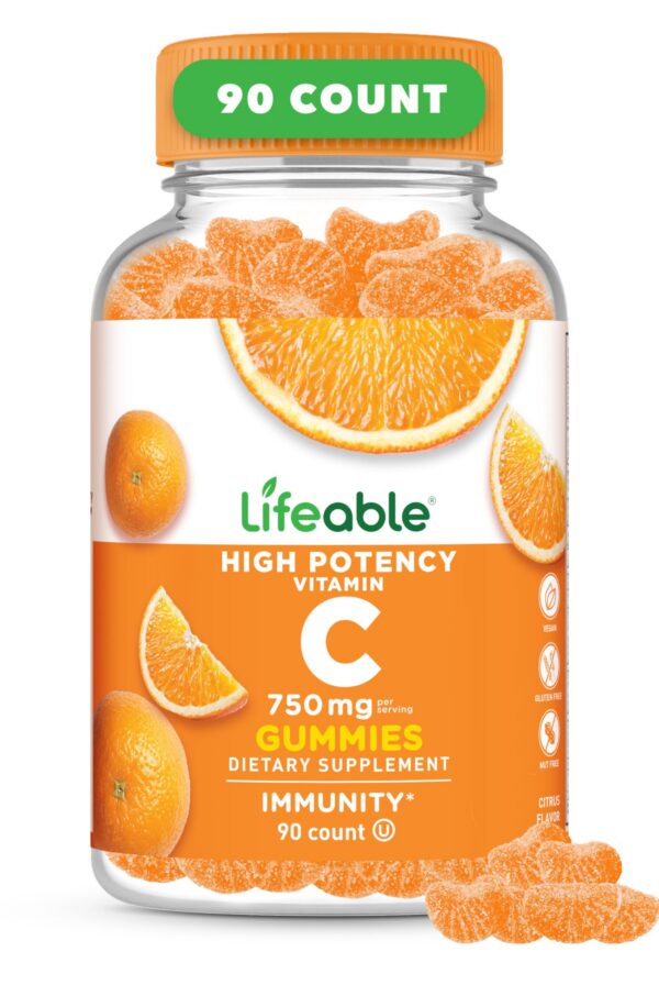 Lifeable gomitas de vitamina C sabor naranja en frasco