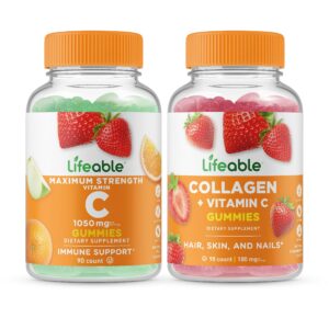 Lifeable Vitamina C 1050 mg y Colágeno gomitas etiqueta frontal