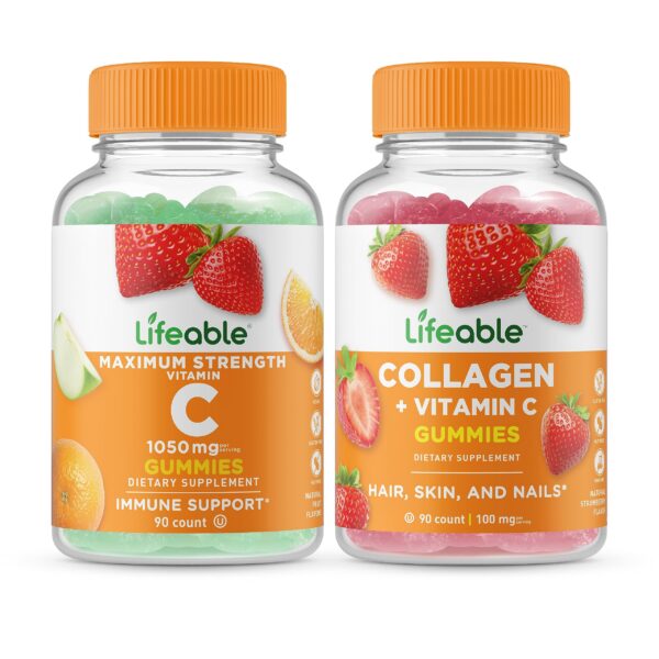 Lifeable Vitamina C 1050 mg y Colágeno gomitas etiqueta frontal