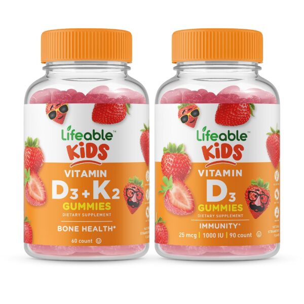 Lifeable vitamina D3 K2 niños gomitas frasco 60 unidades