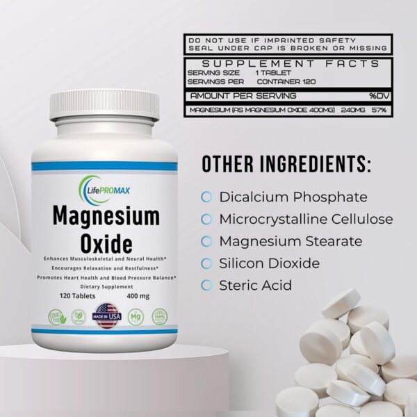 Etiqueta trasera del frasco LifePROMAX Magnesium
