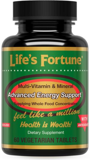 Life's Fortune multivitaminico caja y frasco color dorado