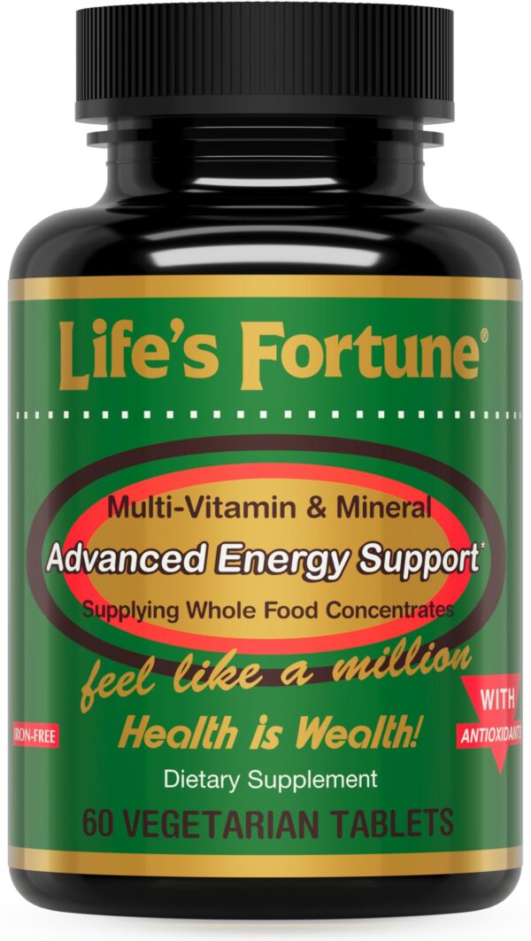 Version 1.0.0 Life's Fortune multivitaminico caja y frasco color dorado