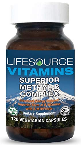 LifeSource Vitamins Complejo Metil-B 120 cápsulas frasco azul