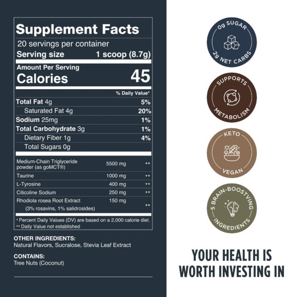 LIFESTACKS Focus polvo creamer con ingredientes premium