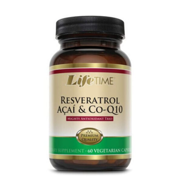 Frontal de LifeTime Resveratrol Acai CoQ10 Veg 60 Count