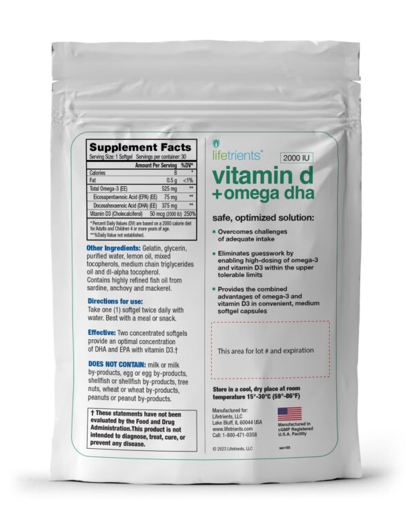 Frasco Lifetrients Omega-3 etiqueta