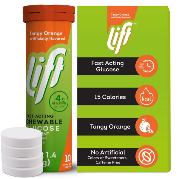 Version 1.0.0 Cerca de tabletas de energía Lift sabor naranja