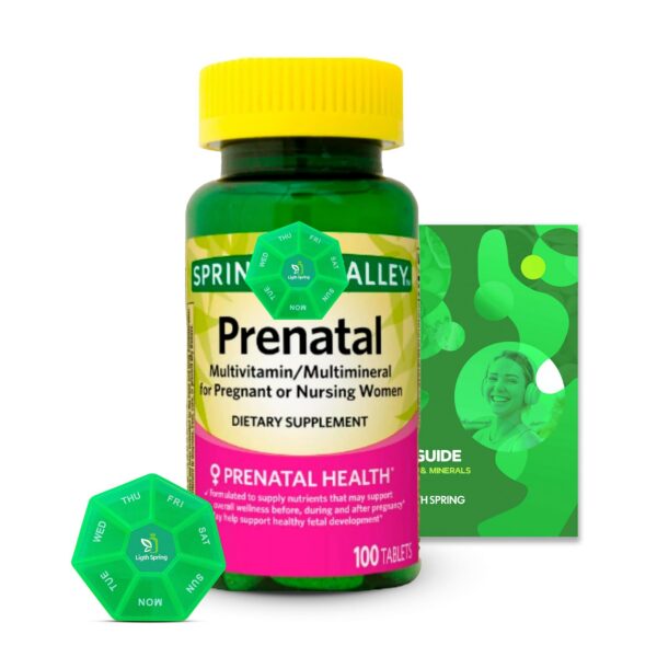 LightSpring multivitamínico prenatal 100 tabletas paquete