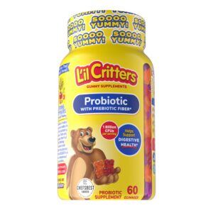 Frente de la etiqueta L’il Critters Probiotic Gummies 60 gomitas
