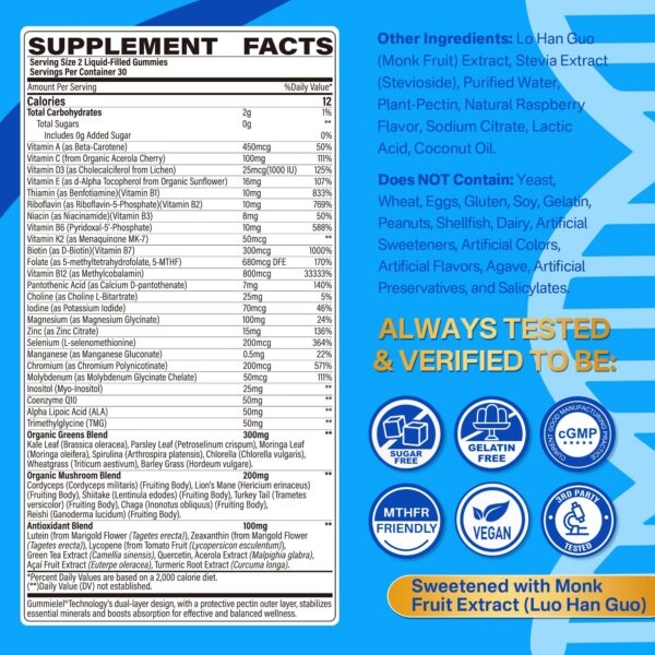 Gomitas con greens y hongos frasco