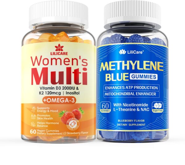 Gomitas multivitamínicas LILICARE con Omega 3 y Methylene Blue – frente