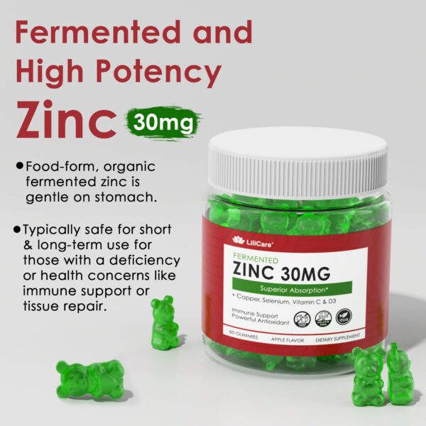 Etiqueta del producto LILICARE zinc gummies