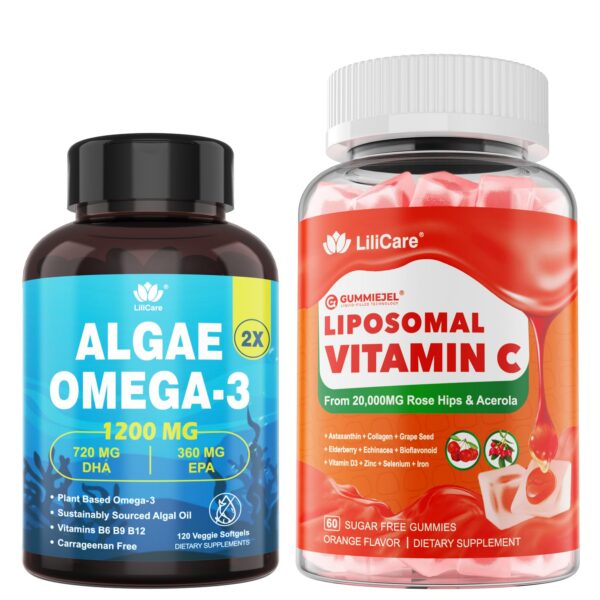 LILICARE vitamina C liposomal y omega 3 vegetal suplemento botella