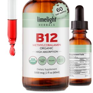 LIMELIGHT HERBALS gotas líquidas vitamina B12 5000 mcg orgánicas USA