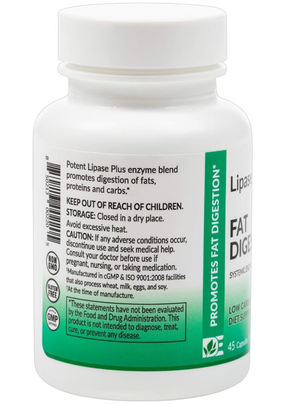 Detalle de la etiqueta de Lipase Plus