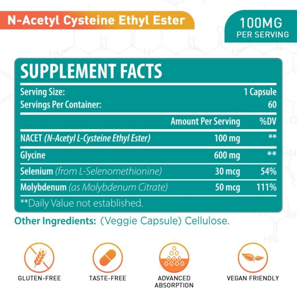 Frasco NACET con etiqueta frontal