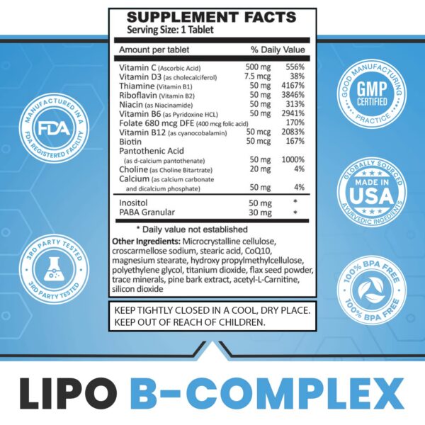 Lipo-BC suplemento energético tabletas 120 unidades