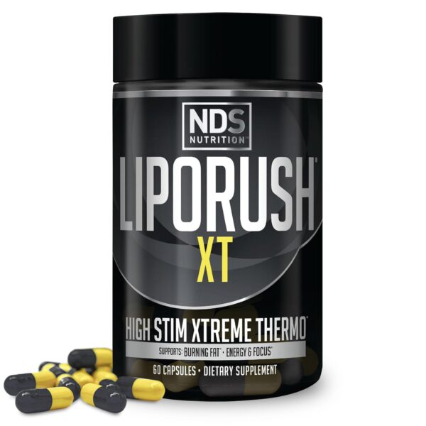 Frasco de LIPORUSH XT termogénico con etiqueta