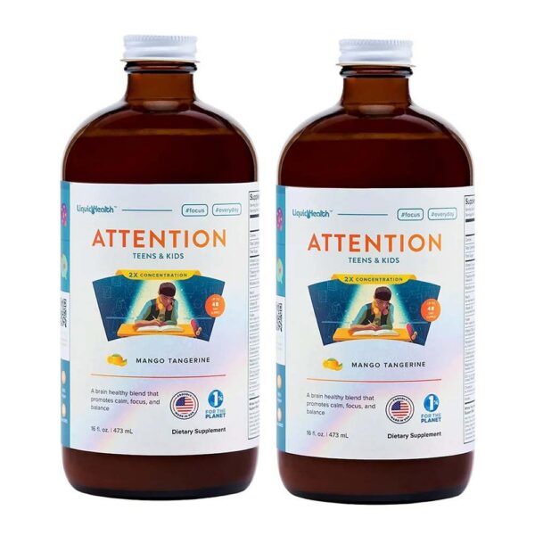 Version 1.0.0 LIQUIDHEALTH Attention botella de multivitamínico líquido para niños