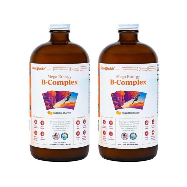 Frente de la etiqueta LIQUIDHEALTH Mega Energy