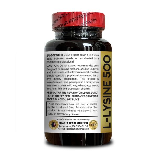 Cápsulas L-LYSINE 500 mg cerca de la etiqueta
