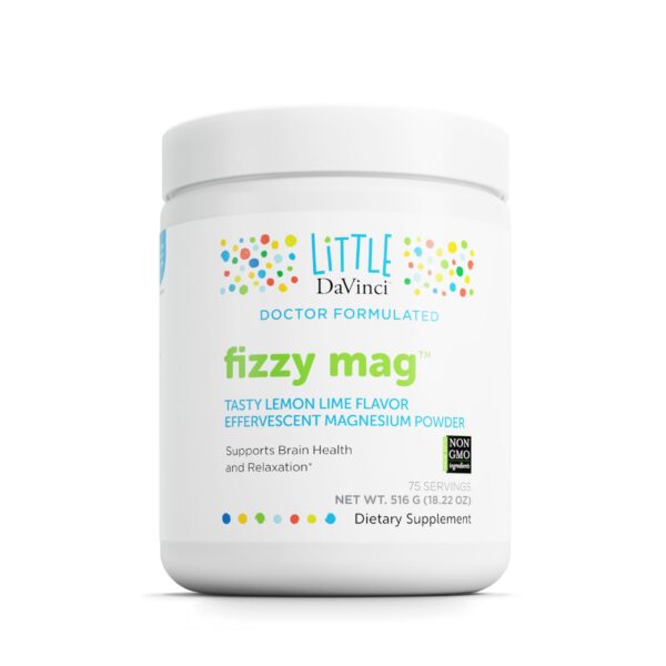 Frente del empaque de Little DaVinci Fizzy Mag