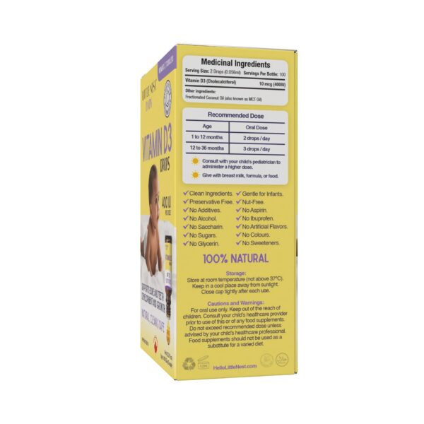 Frasco de Little Nest Vitamina D3 para bebé