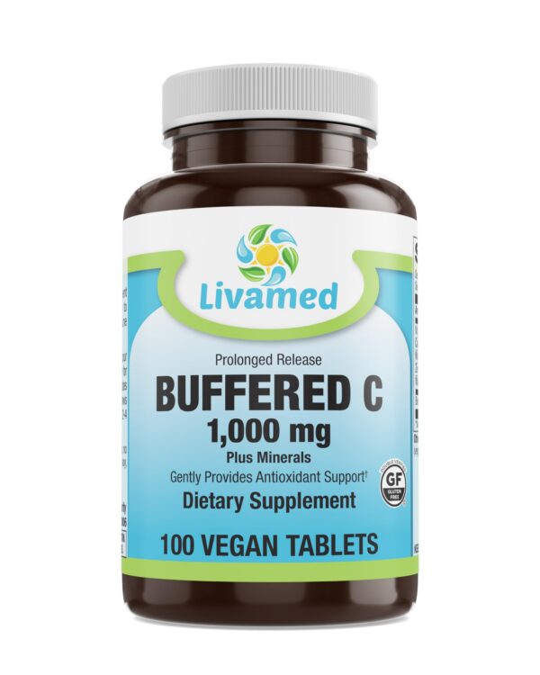 Caja de Livamed vitamina C buffered 1000 mg tabletas vegetales 100 unidades