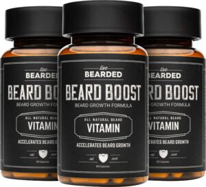 Live Bearded Beard Boost suplemento crecimiento de barba biotina vitaminas